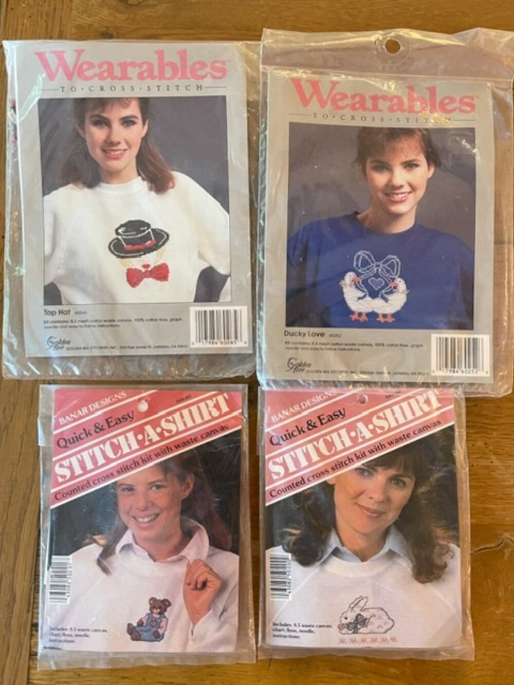 Vintage CROSS STITCH NWT Lot of 4 Stitch-A-Shirt Wearables Kits New Unopened
